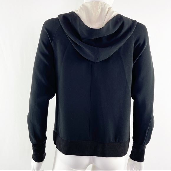 Rag & Bone Size XXS Black & Cream Zip Up Shacket Asymmetrical Hooded Jacket - Picture 4 of 10